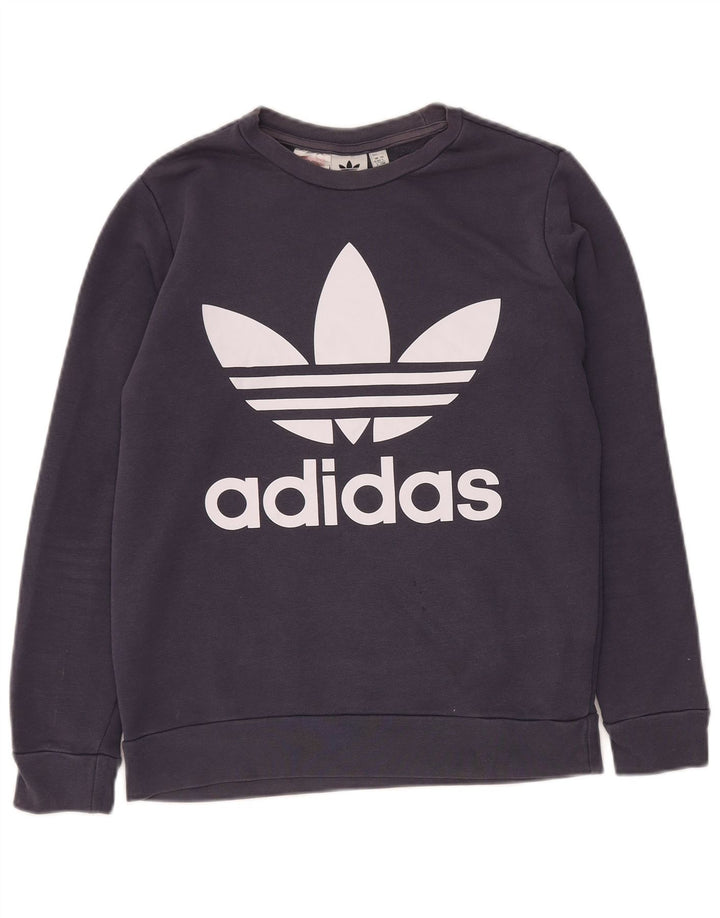 Felpa con grafica ADIDAS per ragazzi 13-14 anni in cotone blu navy