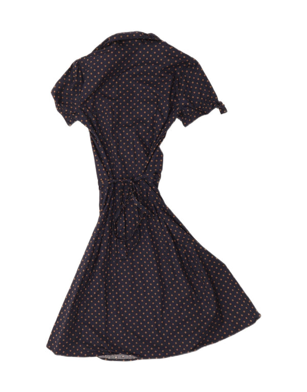 BCBGMAXAZRIA Womens A-Line Dress US 4 Small Navy Blue Polka Dot Cotton