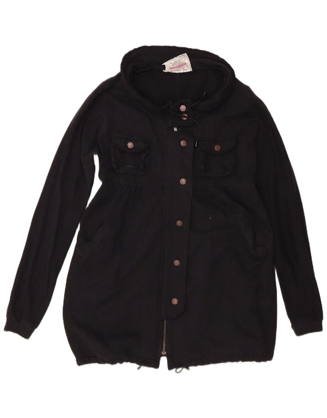 Cappotto giacca a vento da donna Fornarina UK 16 grande cotone nero