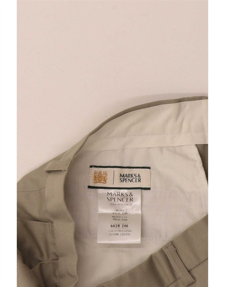 Pantaloni casual con pegging da uomo Marks & Spencer W32 L31 poliestere verde