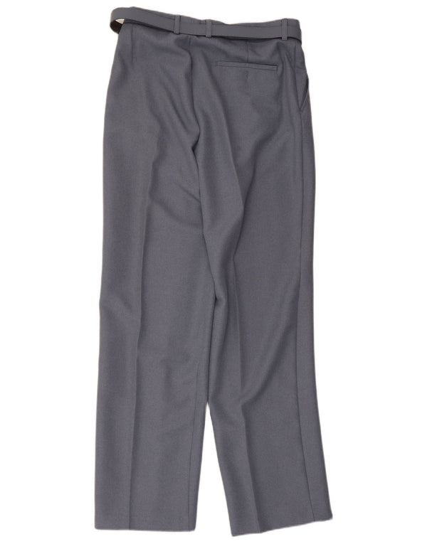Pantaloni da abito dritti vintage da donna W34 L30 poliestere grigio