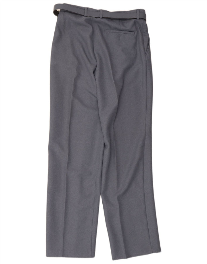 Pantaloni da abito dritti vintage da donna W34 L30 poliestere grigio