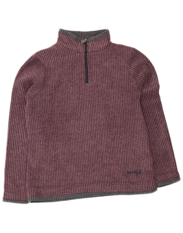 Weird Fish Womens Zip Neck Fleece Jumper UK 14 Large Burgundy Colourblock
