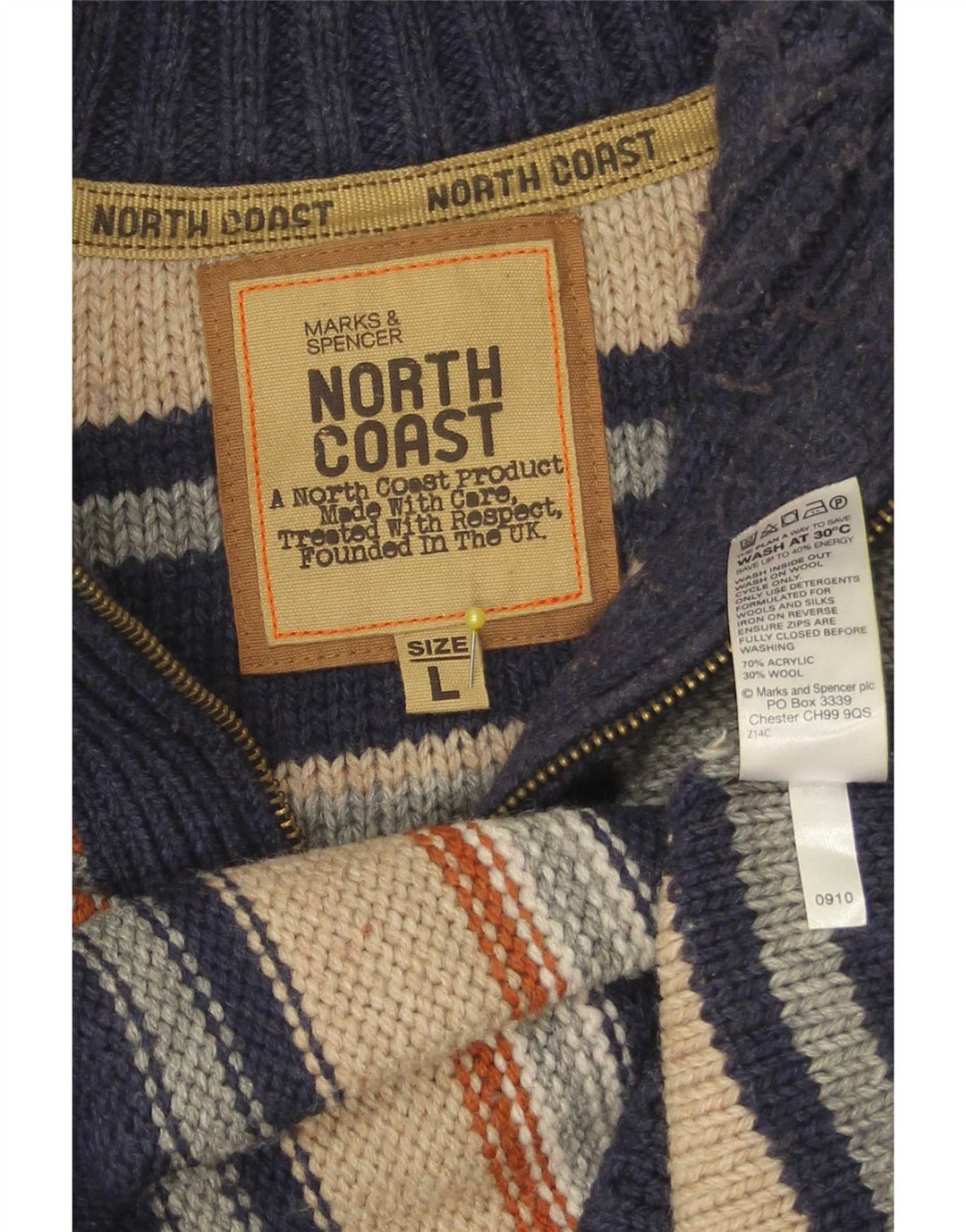 Marks & Spencer Maglione da uomo con collo con zip North Coast grande blu navy