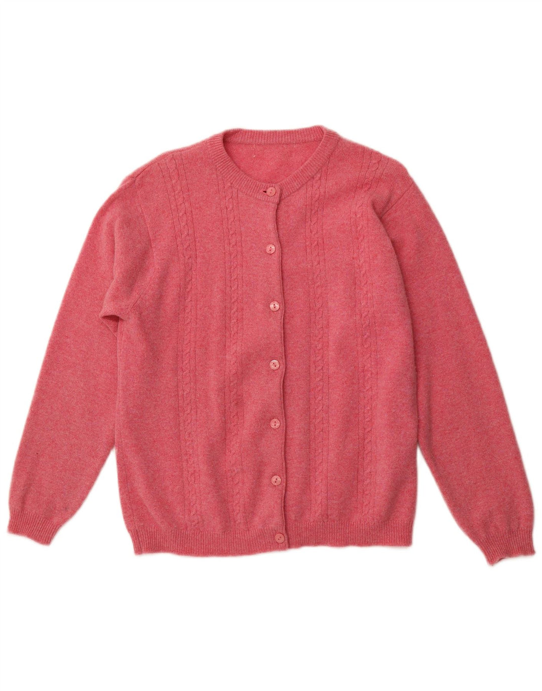 Maglione cardigan da donna VINTAGE UK 16 grande lana rosa
