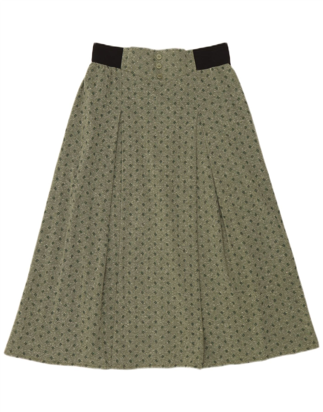 Gonna longuette da donna vintage IT 42 media W30 poliestere maculato verde