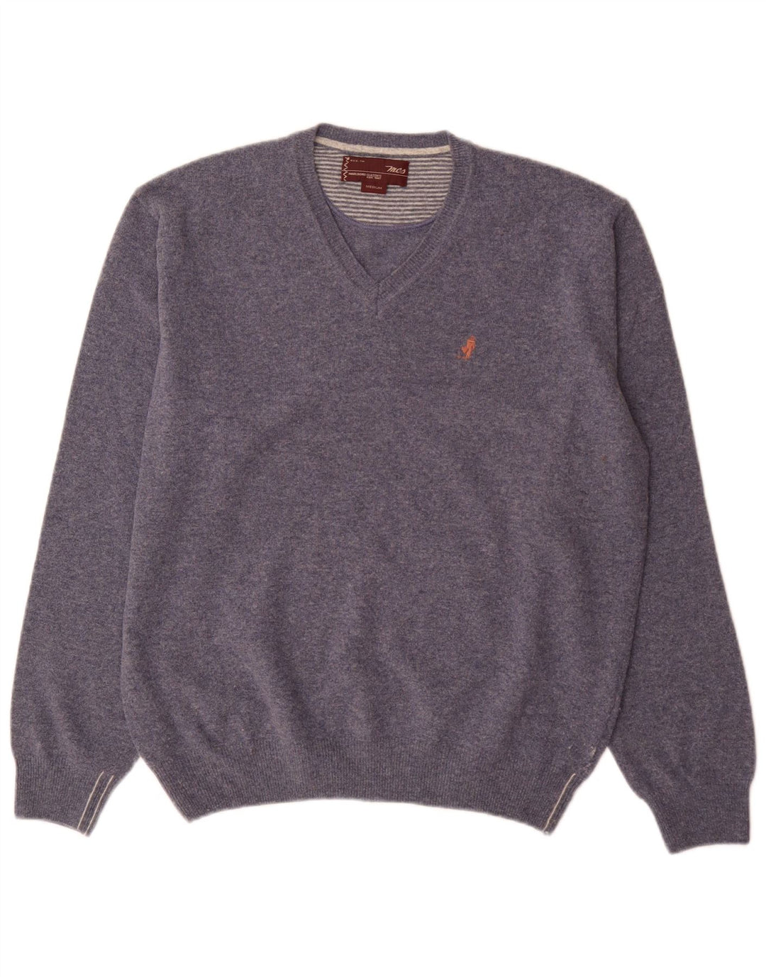 Marlboro Classics Maglione da uomo con scollo a V in lana blu medio