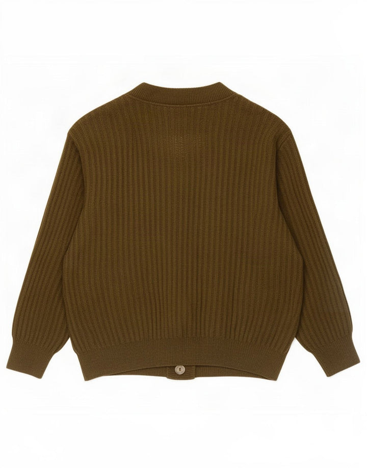 Maglione cardigan da uomo vintage grande kaki geometrico