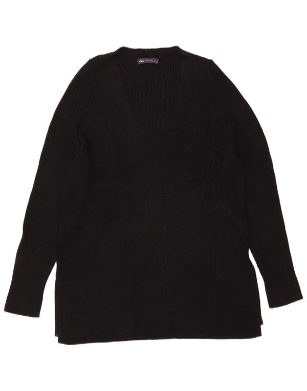 Maglione maglione con scollo a V lungo da donna Marks & Spencer UK 16 grande nero