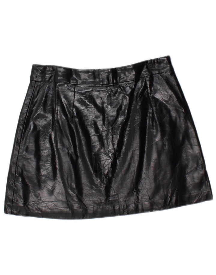 Minigonna Zara da donna in ecopelle piccola W26 poliuretano nero