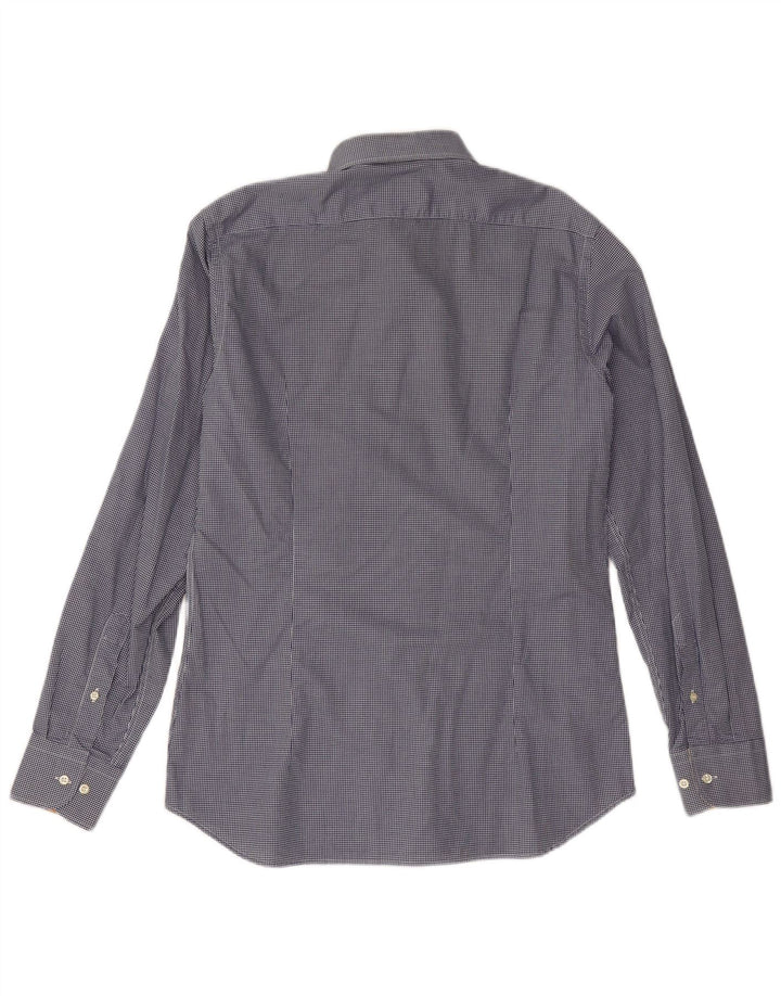 Camicia da uomo ALVIERO MARTINI taglia 16 41 grande cotone a quadretti blu navy