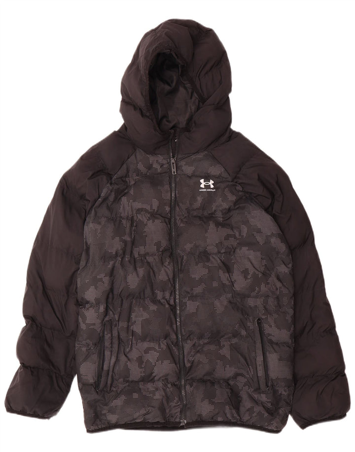 Giacca imbottita con cappuccio da ragazzo Under Armour 13-14 anni mimetica nera