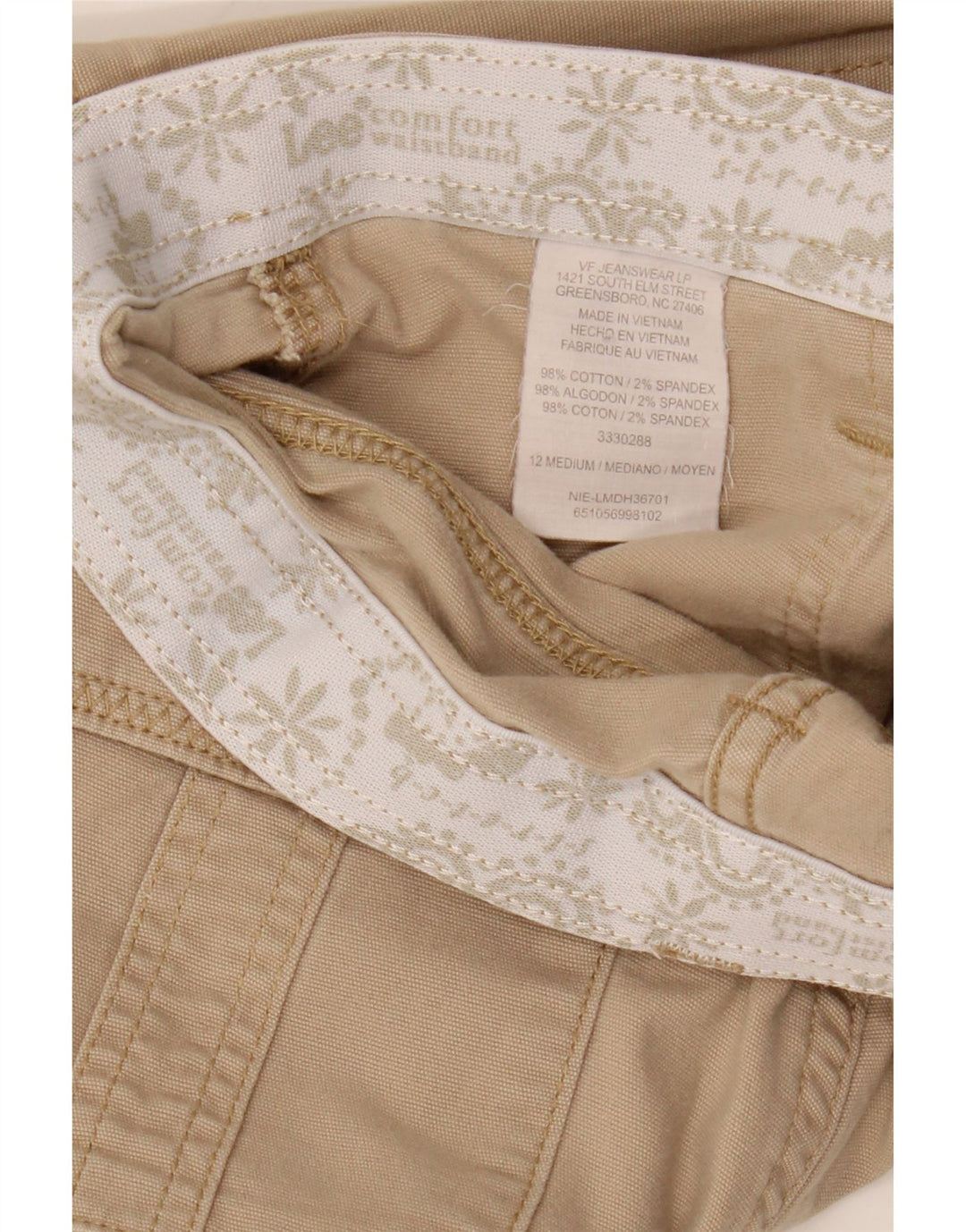 Pantaloni capri cargo dritti da donna LEE US 12 Large W34 L20 Cotone beige