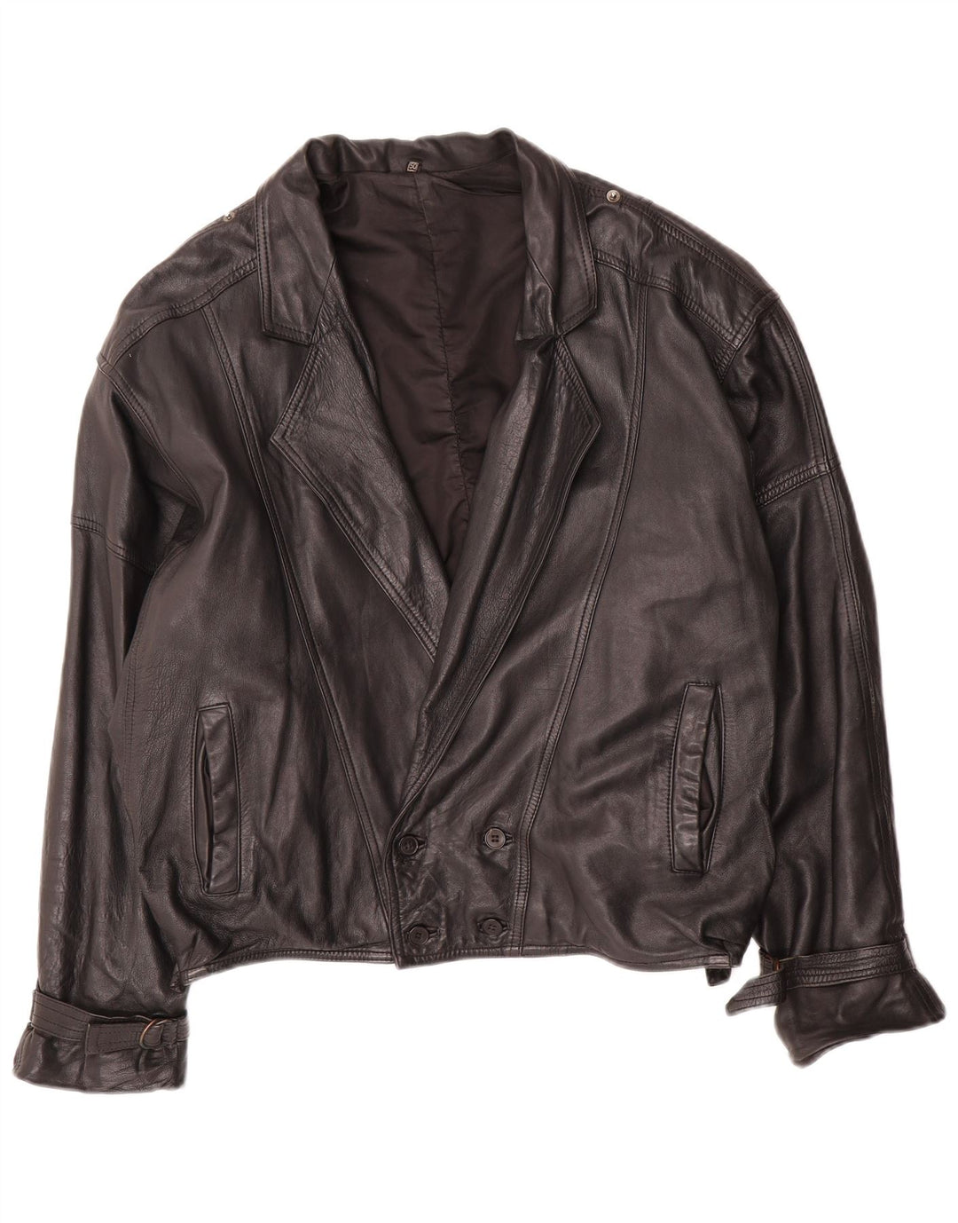 C&A Giacca in pelle da uomo vestibilità ampia EU 50 Large in pelle nera