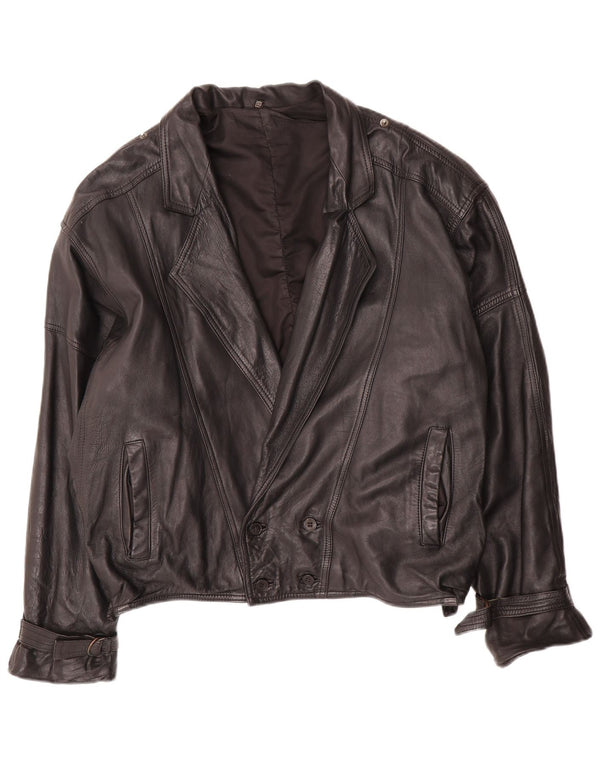 C&A Giacca in pelle da uomo vestibilità ampia EU 50 Large in pelle nera