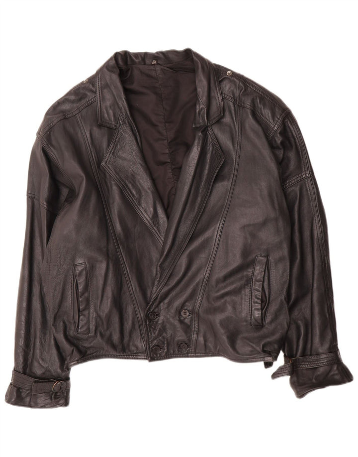 C&A Giacca in pelle da uomo vestibilità ampia EU 50 Large in pelle nera