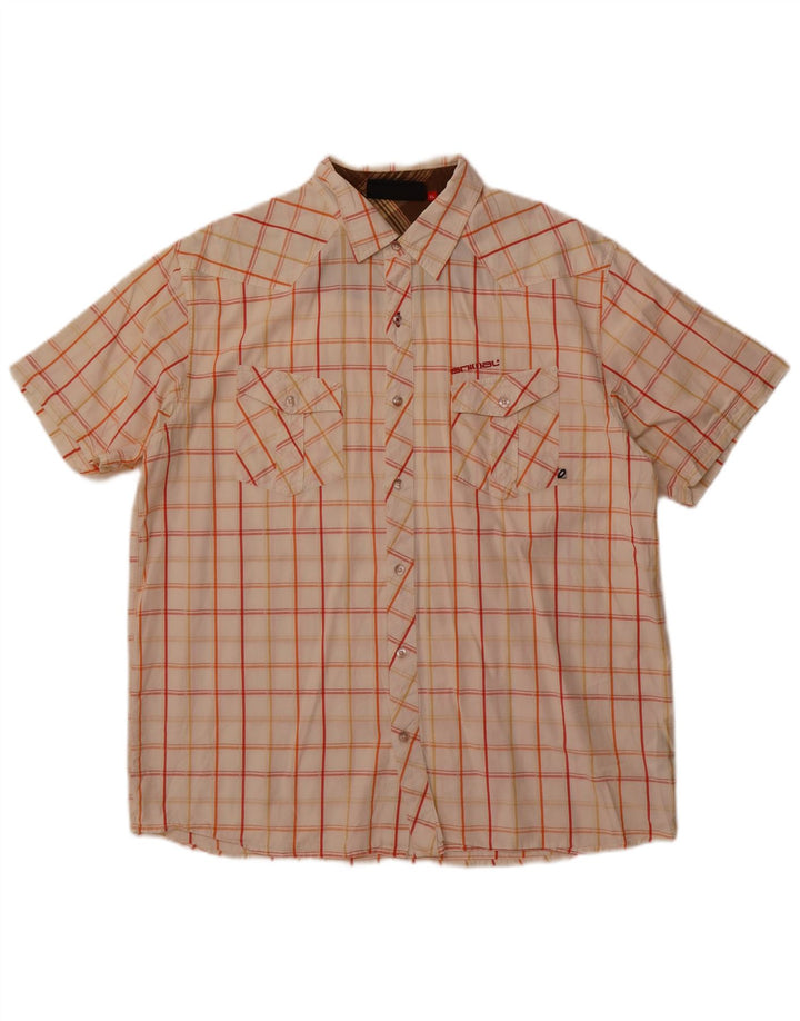 Camicia a maniche corte da uomo Animal XL in cotone a quadri bianco sporco