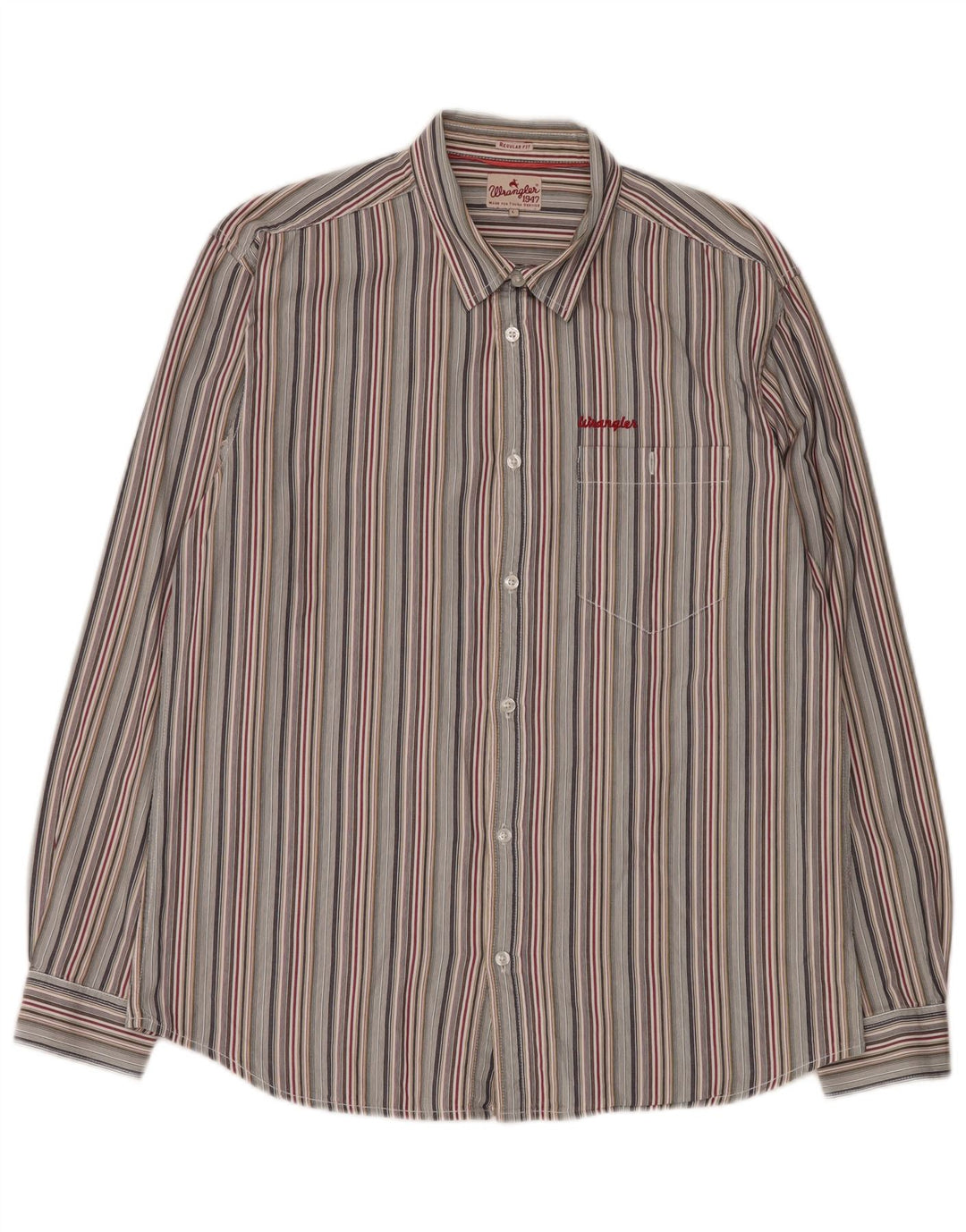 Camicia da uomo Wrangler grande in cotone a righe multicolori