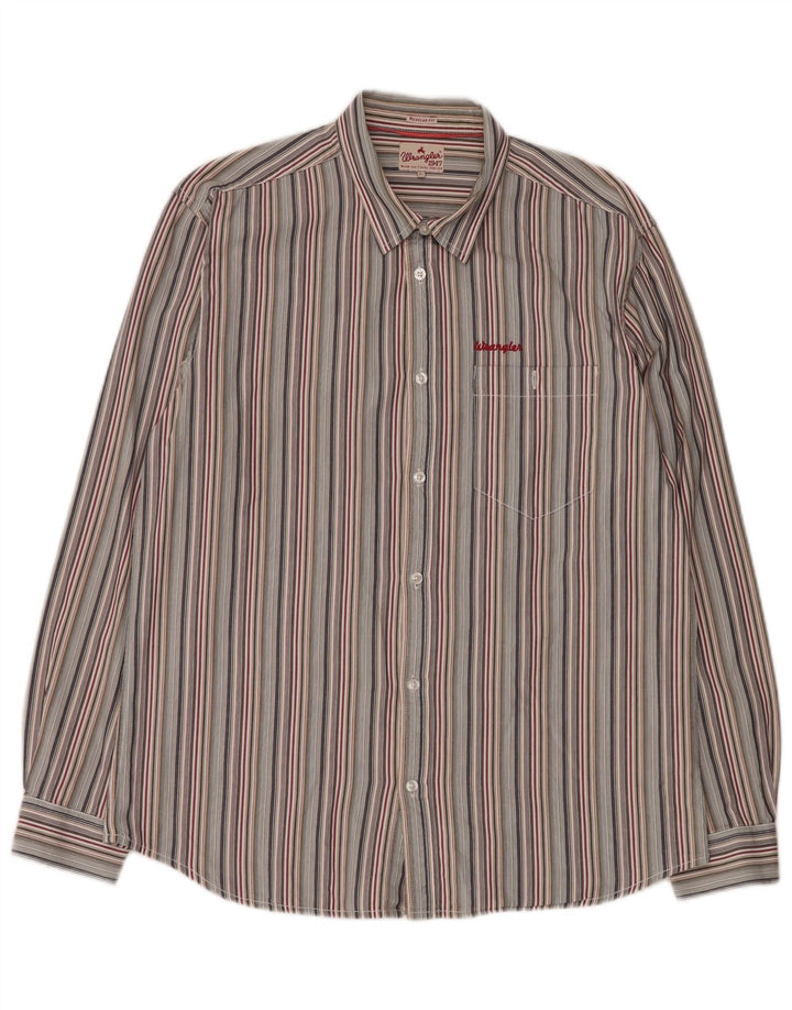 Camicia da uomo Wrangler grande in cotone a righe multicolori