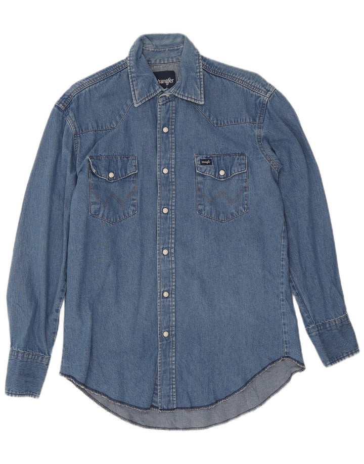 Camicia di jeans da uomo Wrangler blu medio