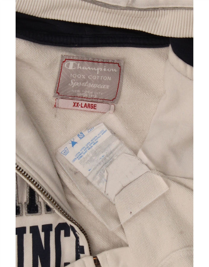 Maglione con cappuccio e zip grafica da uomo Champion 2XL cotone bianco
