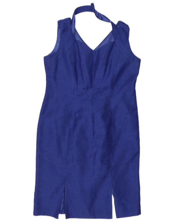 Jaques Vert Abito tubino senza maniche da donna UK 16 Large Blu Poliestere