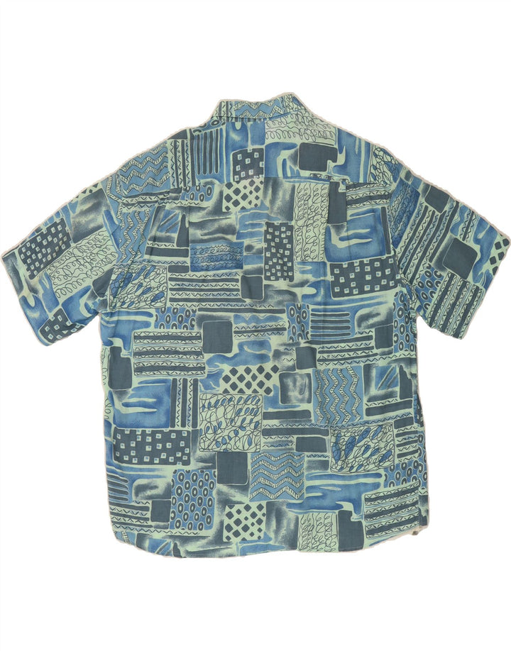 RODRIGO Mens Short Sleeve Shirt Size 17 43 XL Blue Patchwork Viscose Vintage Rodrigo and Second-Hand Rodrigo from Messina Hembry 