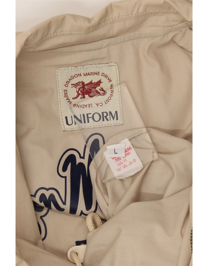UNIFORM Mens Windbreaker Jacket UK 40 Large Beige Cotton Vintage Uniform and Second-Hand Uniform from Messina Hembry 