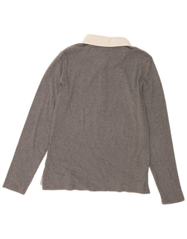 GANT Maglia Polo da Donna a Manica Lunga UK 16 Large Grigio Cotone