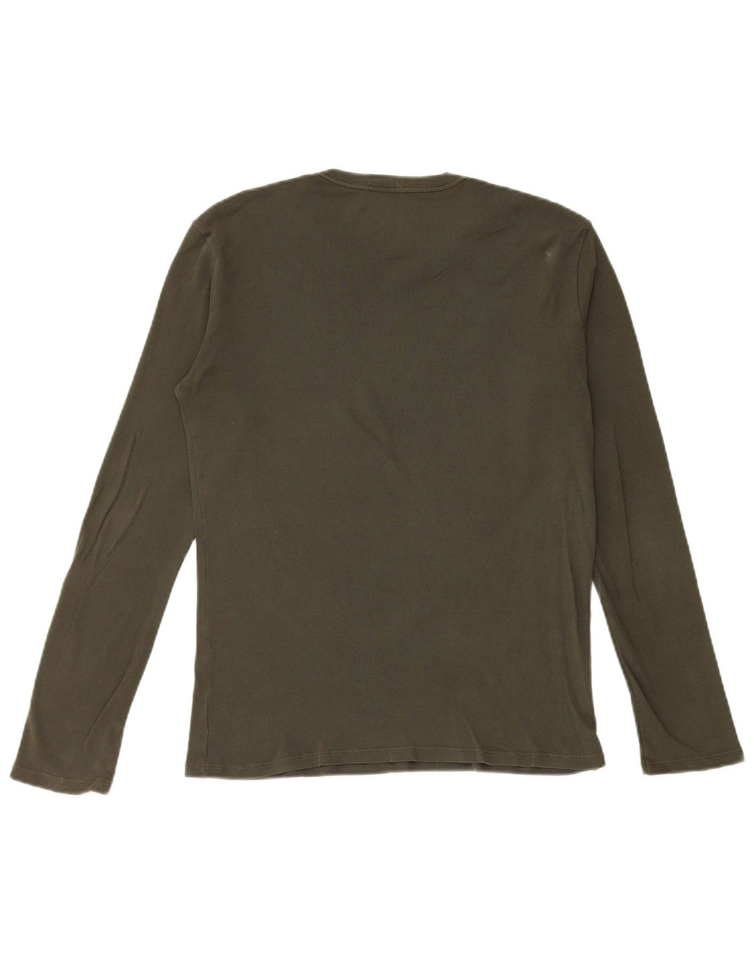 BENETTON Top grafico da donna a maniche lunghe UK 12 Verde medio