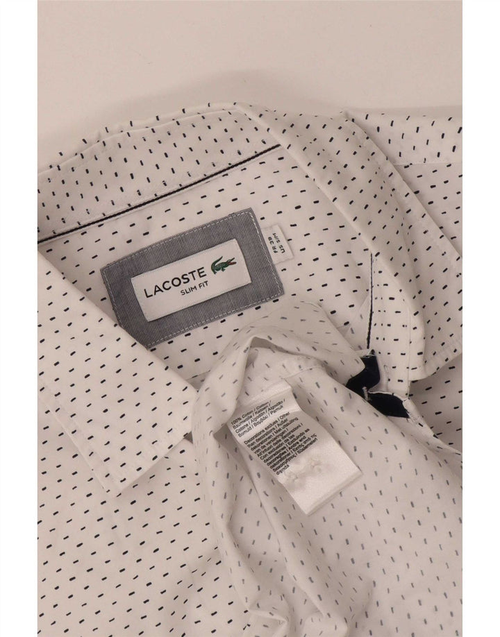 Camicia da uomo slim fit Lacoste taglia 39 cotone maculato bianco medio