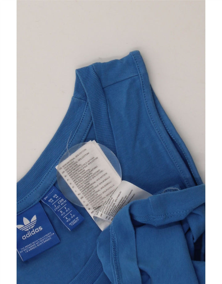 Canotta grafica Adidas da donna corta UK 14 cotone blu medio