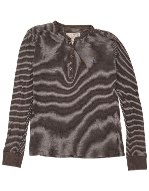 JACK WILLS Top da uomo a maniche lunghe in cotone gessato grigio piccolo