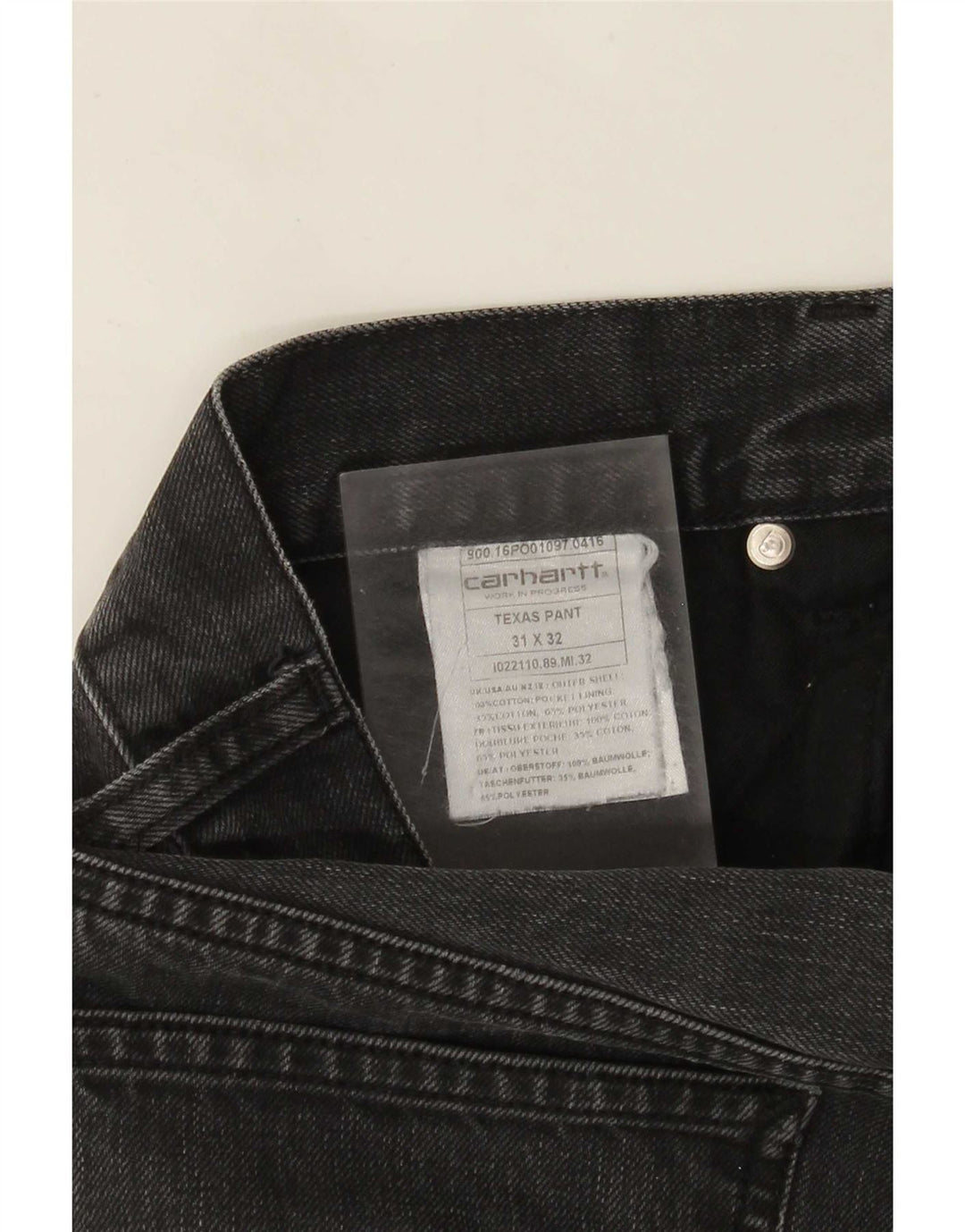 Jeans dritti da uomo Carhartt W31 L28 cotone grigio