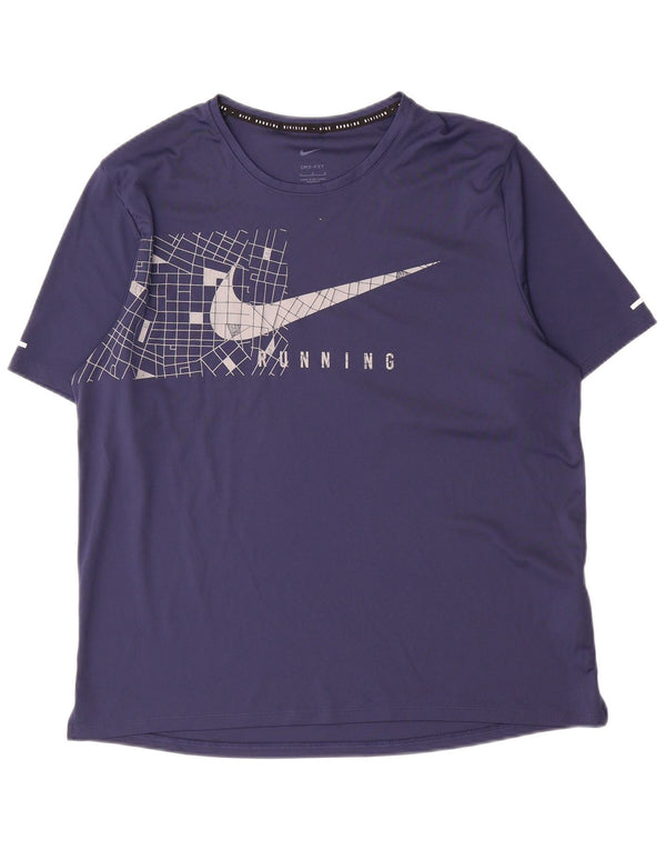 T-shirt grafica da uomo Nike Top Large in poliestere blu navy