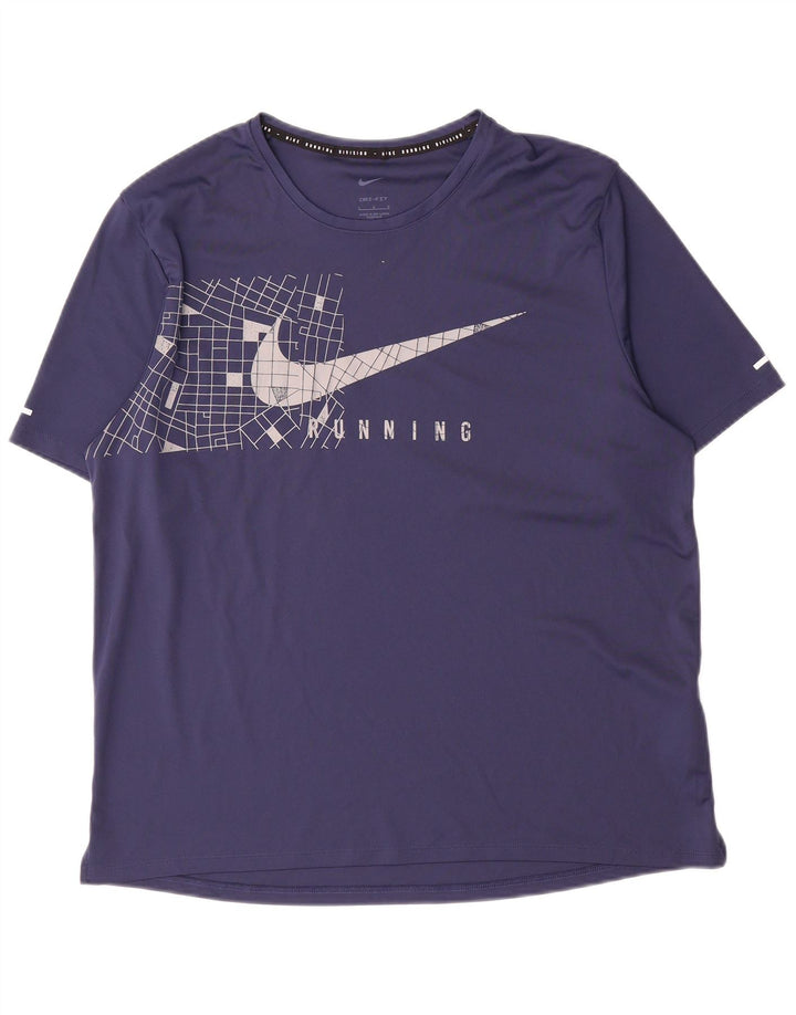 T-shirt grafica da uomo Nike Top Large in poliestere blu navy