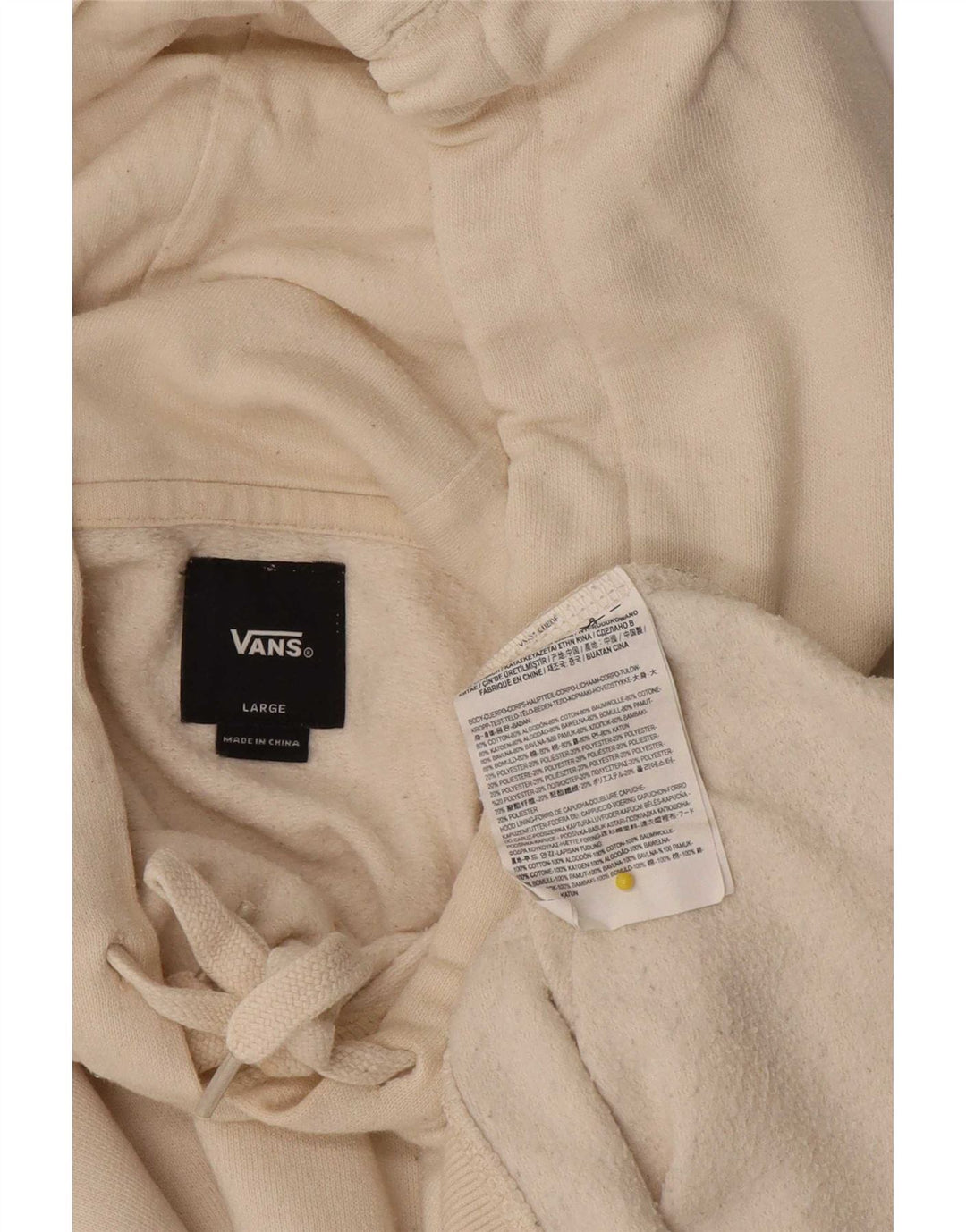Felpa con cappuccio grafica da uomo Vans grande in cotone bianco sporco
