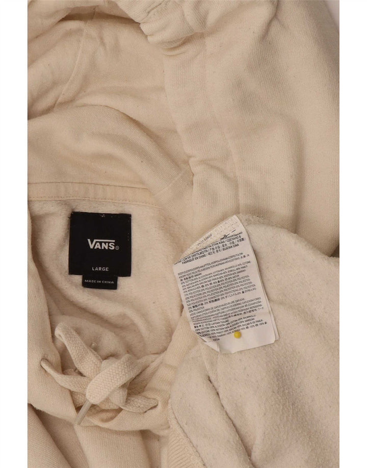 Felpa con cappuccio grafica da uomo Vans grande in cotone bianco sporco