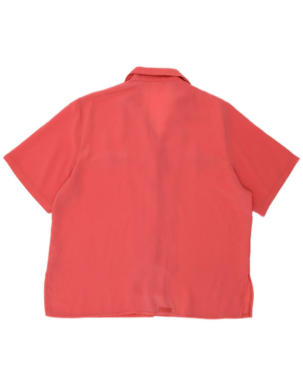 Camicetta vintage da donna a maniche corte UK 16 grande rosa