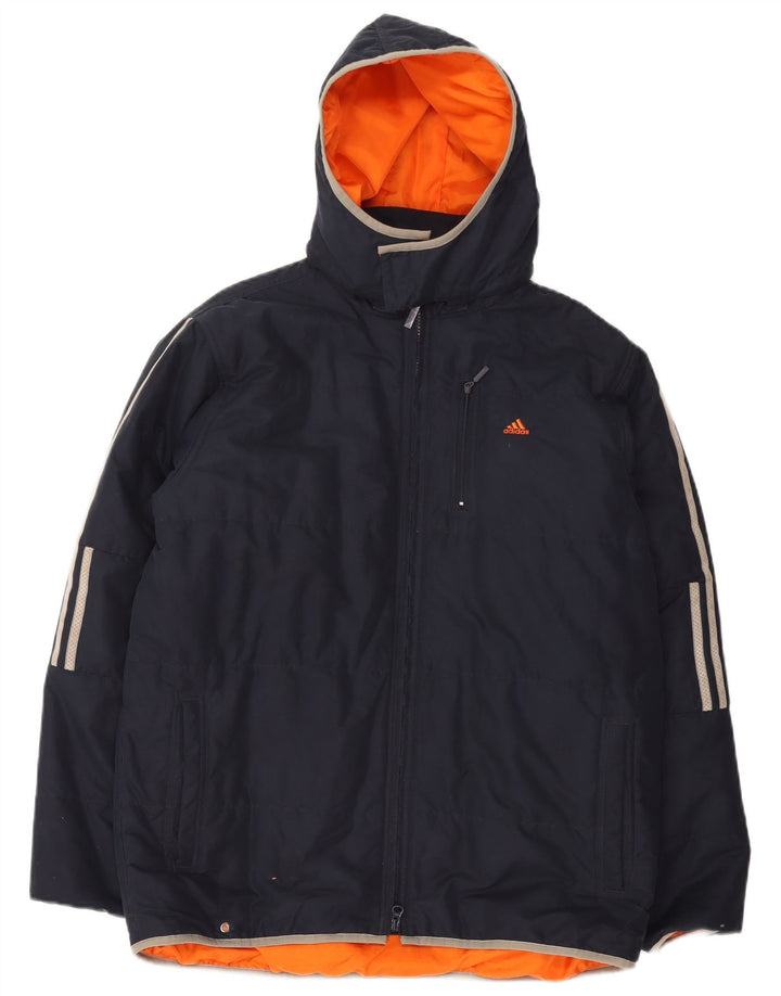 Giacca imbottita con cappuccio Adidas da ragazzo 15-16 anni in poliestere blu navy