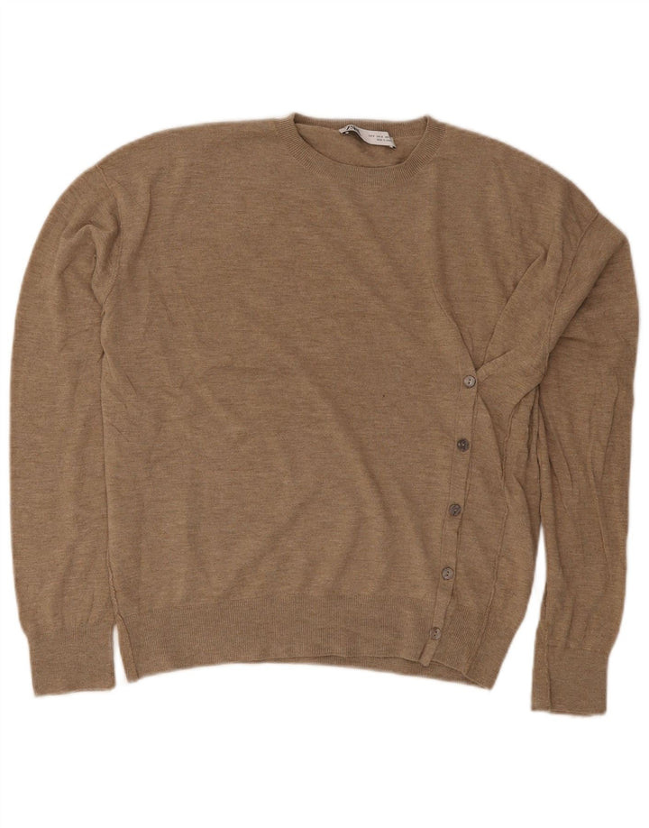 Maglione maglione girocollo da uomo, vestibilità ampia, girocollo, piccolo, in poliestere beige