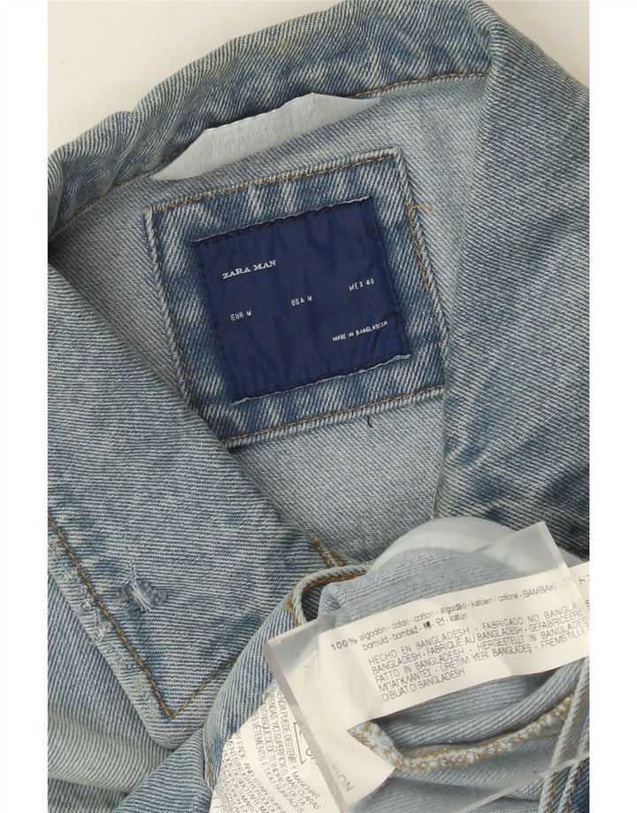 Giacca in denim da uomo ZARA UK 38 cotone blu medio