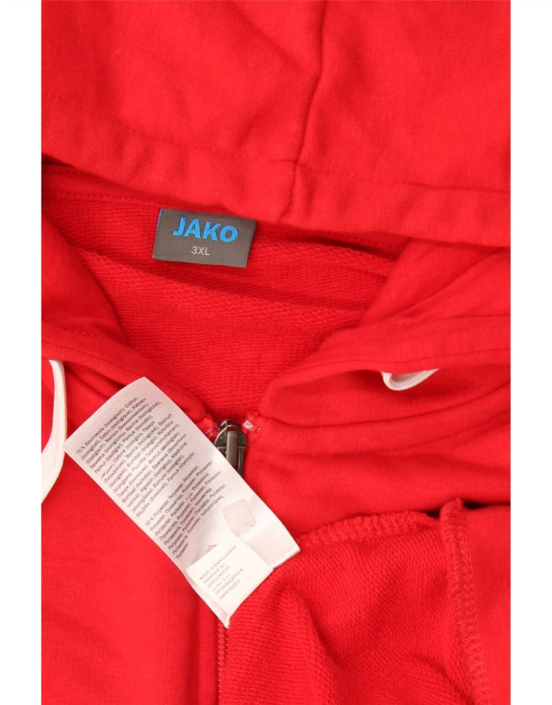Maglione con cappuccio e zip da uomo Jako 3XL in cotone rosso