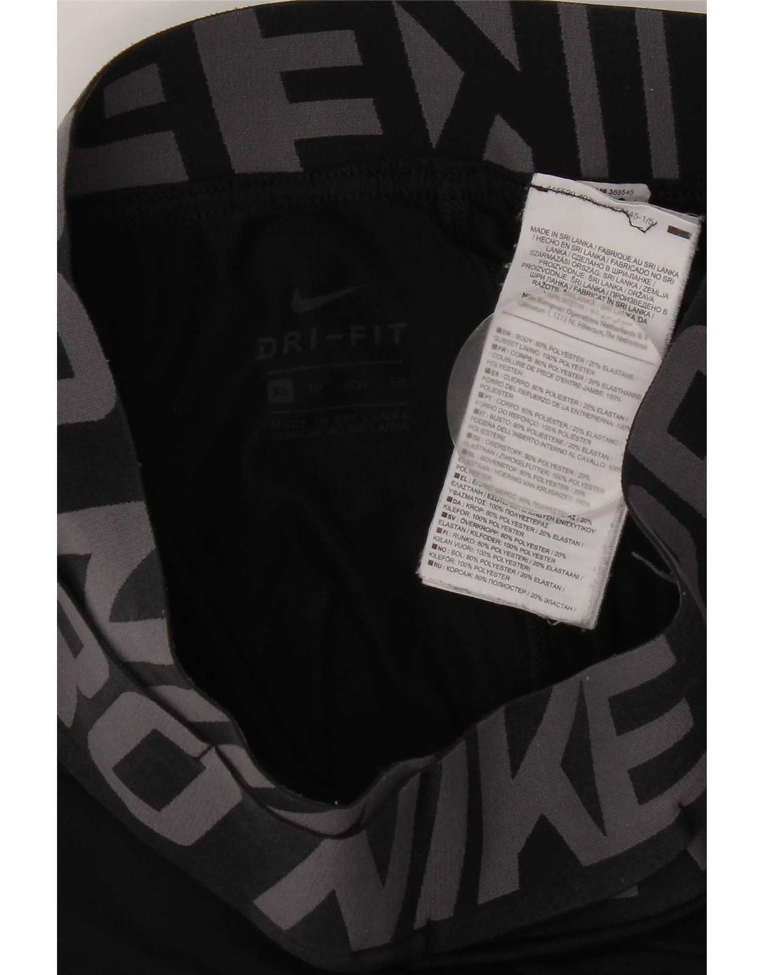 Leggings grafici Nike da donna Dri Fit UK 4 XS poliestere nero
