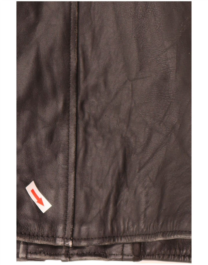 Giacca in pelle vintage da uomo UK 44 2XL Pelle nera