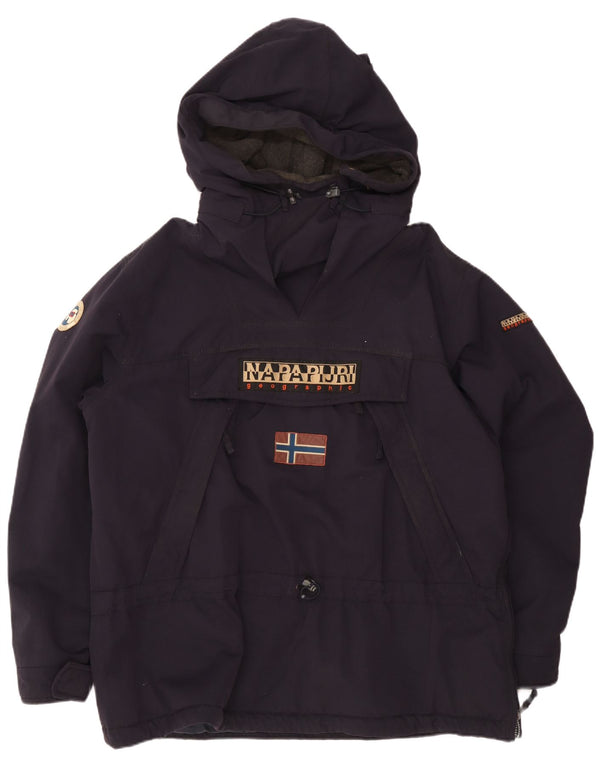 Giacca anorak con cappuccio con grafica geografica da uomo Napapijri UK 46 3XL Blu navy