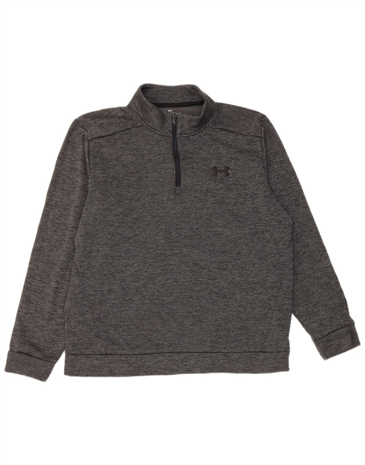 Felpa da uomo Under Armour con collo con zip, maglione XL, poliestere chiazzato grigio