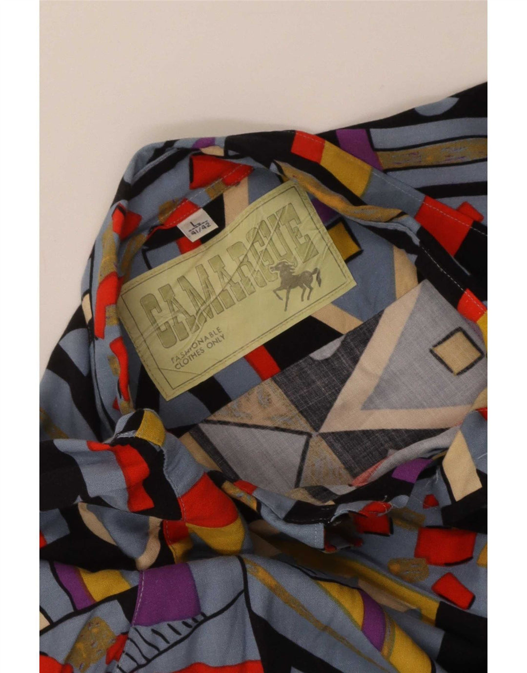 Camicia da uomo Camargue taglia 41/42 grande geometrica multicolore