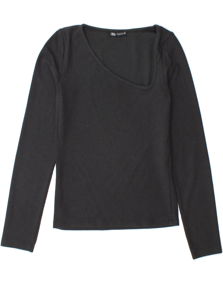 ZARA Womens Top Long Sleeve UK 12 Medium Black Polyester Vintage Zara and Second-Hand Zara from Messina Hembry 