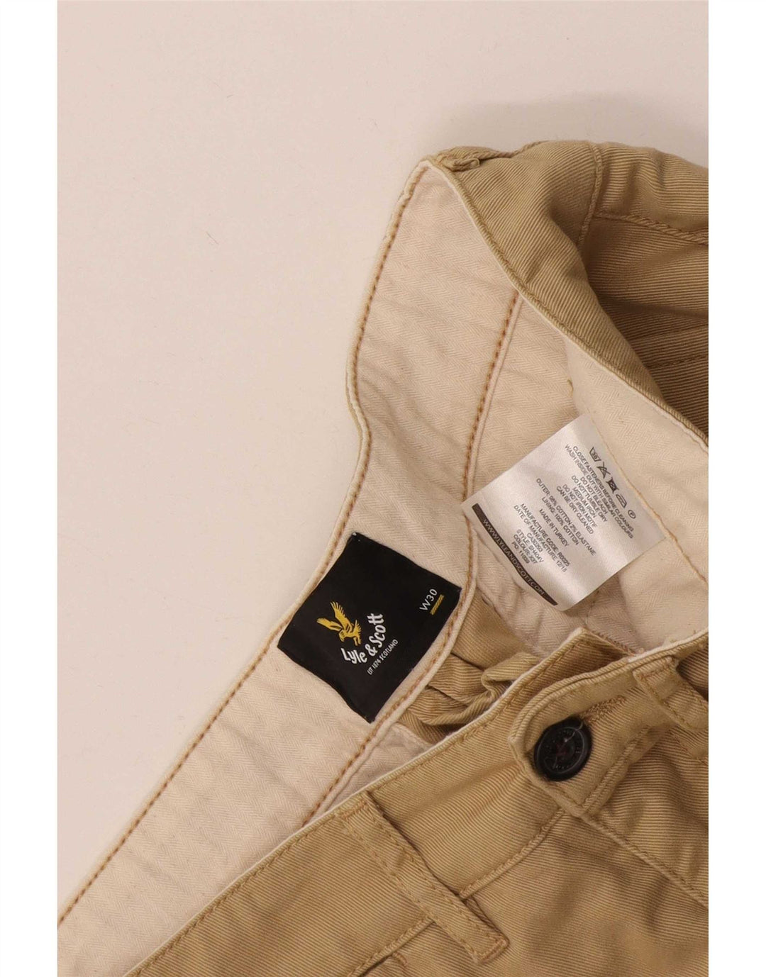 Pantaloncini chino da uomo Lyle & Scott W30 cotone beige medio